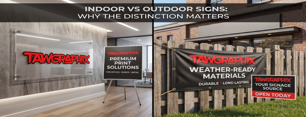 Indoor vs Outdoor Signs: The Costly Mistake Most Businesses Make