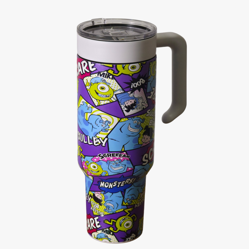 40 oz White Custom Tumbler with Handle – Custom Printed – Tawgraphix