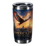 Tumbler with American flag eagle design and 'America 250' text  