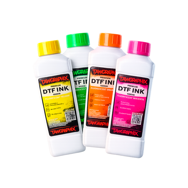 Fluorescent neon DTF transfer ink bottles, 1 liter