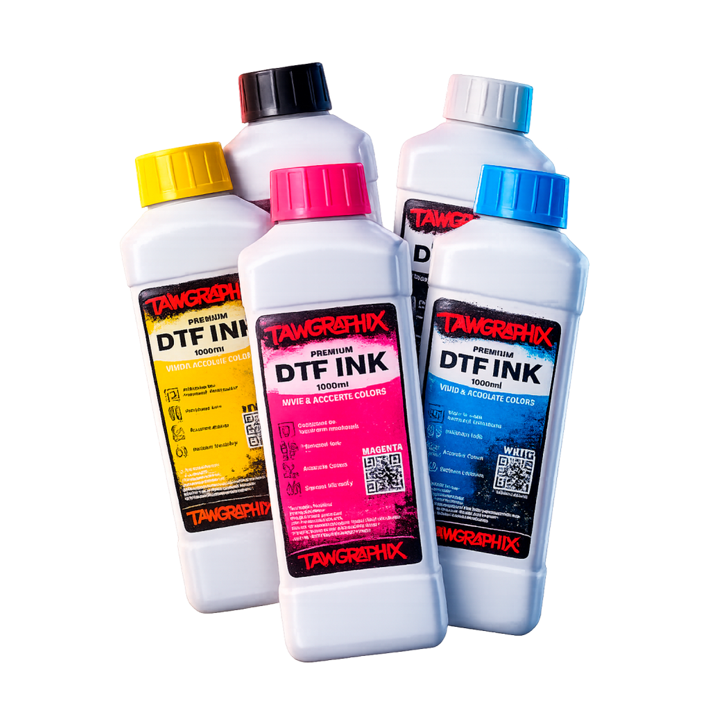 Dtf Ink Label DTF Transfer Ink 1L | Professional CMYK & White – Tawgraphix