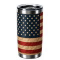 Tumbler with American flag design on a white background