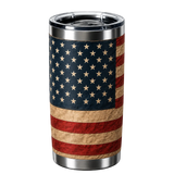 Tumbler with American flag design on a white background